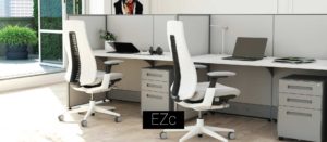 grey office cubicles