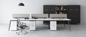 black and white open office design