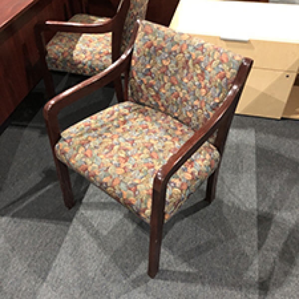 wood frame chair with pattern chair
